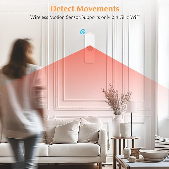 eMylo WiFi Motion Sensor 2 Pack, Smart Wireless Presence Sensor Detector with App Notification Alert, Home Security System PIR Motion Detector Compatible with Smart Life App(2.4 GHz Wi-Fi Required)