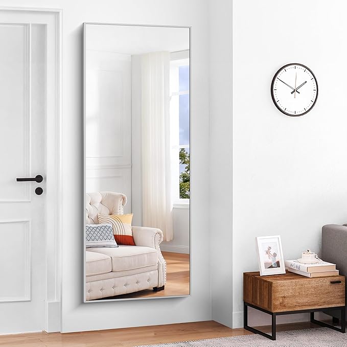 30x72inch Bathroom Mirror, Silver Rectangle Mirror with Thin Metal Frame, Large Rectangular Wall Mirror for Bathroom, Living Roomm, Hair Salon, Big Farmehouse Mirrors Hang Horizontal/Vertical
