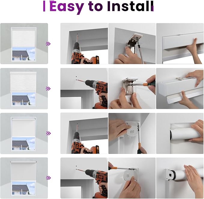 Astomi Motorized Roller Shades for Windows, Blackout Automatic Blinds with Remote, Smart Blinds, Voice Control, Compatible with Alexa, Google, Custom Size, Linen Beige