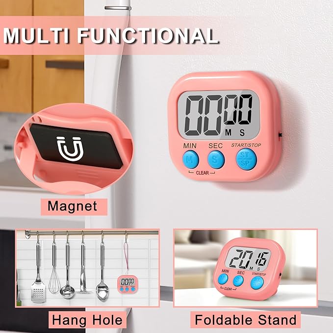ZILLEEN Classroom Timer for Kids Teachers 2 Pack Digital Timers, Pink
