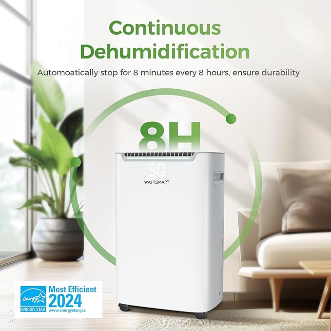 4,500 Sq Ft Home Dehumidifier with Drain Hose, 75 OZ Water Tank, 24 Hr Timer, 55 Pints High Efficiency Compressor for Basements, Bathrooms, Bedrooms and Laundry Rooms