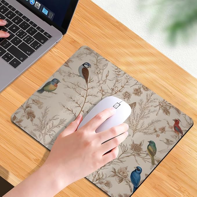 Beige Garden Neutral Floral Square Mouse pad, Texture, Waterproof, Anti Slip Rubber Base, Computer Mouse pad, Laptop Mouse pad