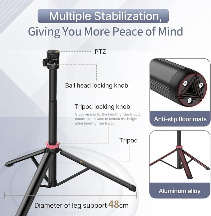 ULANZI MT-79 Extendable Tripod Aluminum 81" Portable Adjustable Light Stand w - Image 5
