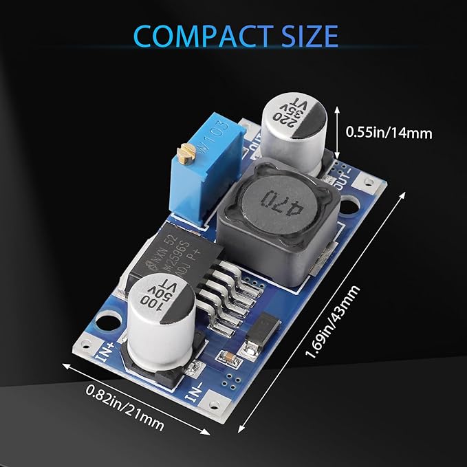 DROK LM2596 Buck Converter, Pack of 5 DC to DC Buck Converter Adjustable Voltage Regulator 3.2-35V to 1.25-34V