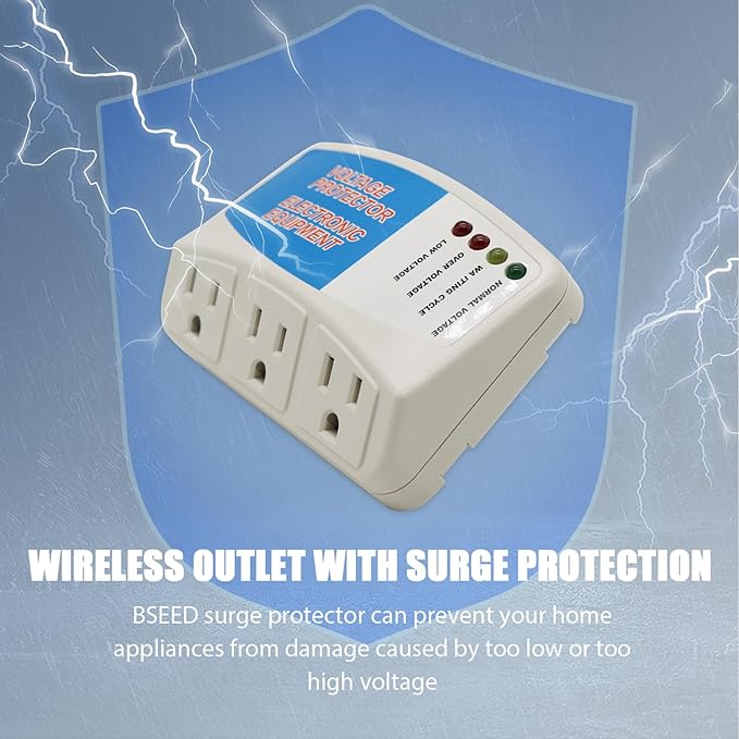 BSEED Surge Protector Power Strip Home Appliance, 3 Outlet Power Surge Protector, Voltage Protector Brownout Surge Refrigerator 1875 Watts, 120V, 15A, 2 Pack