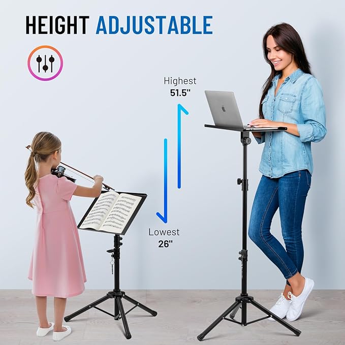 CAHAYA Projector Stand Tripod Adjustable - Stable for Tablets Phones Book Height 26" to 51.5" Multifunctional Laptop DJ Rack Stand Portable for Outdoor Movies CPS0331
