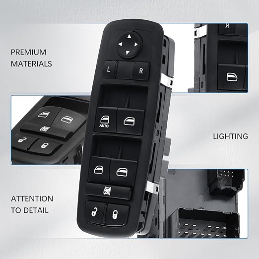 WUANGKI Master Power Window Control Switch | Front Driver Side | 13+8 Pins | Compatible with 2009-2010 Dodge Journey 2007-2010 Nitro 2008-2009 Jeep Liberty | OE 4602632AB | Window Buttons
