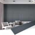 Art3dwallpanels Slat Wall Paneling, 104'' x 6.3'' Glossy Metal Finish WPC Soundproof 3D Wall Panels for Interior Wall Decor, 8 Pack Wavy Grain Panel Wall Slats, Metallic Silver Dark Gray