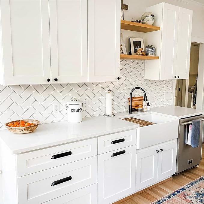 Wall Kitchen Cabinets, RTA Cabinets, White Shaker Cabinet, Wall Mounted, RTA Upper Cabinet, Modern for Kitchen and Bathroom with Door (White, 27" W x 42" H x 12" D)