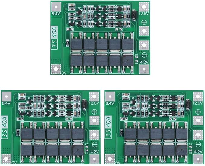 Gebildet 3pcs 3S 11.1V 12V 12.6V 40A 18650 Charger PCB BMS Protection Board Li-ion Lithium Battery Charger Lipo Cell Module for Drill Motor with Balance