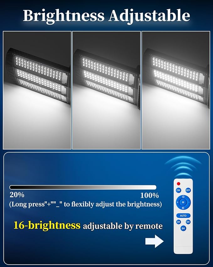 Ofuray Of-11000W Solar Street Lights Outdoor, 800000LM Solar Security Flood Parking Lot Lights Commercial Dusk to Dawn, 6500k Led Big Power with Remote Control for Street,Court,Yard