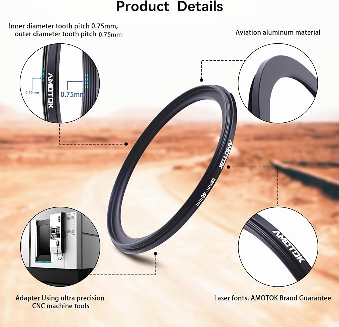 52mm Lens to 46mm Camera Lens Adapter, 52mm-46mm Filter Step-Down Ring - Image 2
