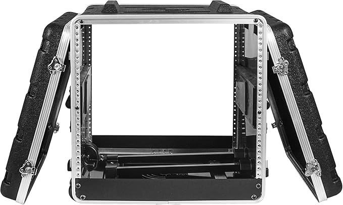 Sound Town Lightweight 10U PA DJ Rack/Road Case with 9U Rack Space, ABS Construction, 19” Depth, Retractable Handle, Wheels and Heavy-Duty Latches (STRC-A10UT)