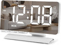 SZELAM Digital Clock,Alarm Clock Bedside,7.3'' Large LED Mirror with Date Display,Dual Alarm with 3 Mode,Brightnee Adjust,DST,Snooze Function,USB C Charging Port,5 Levels Volume for Desk Bedroom Teens