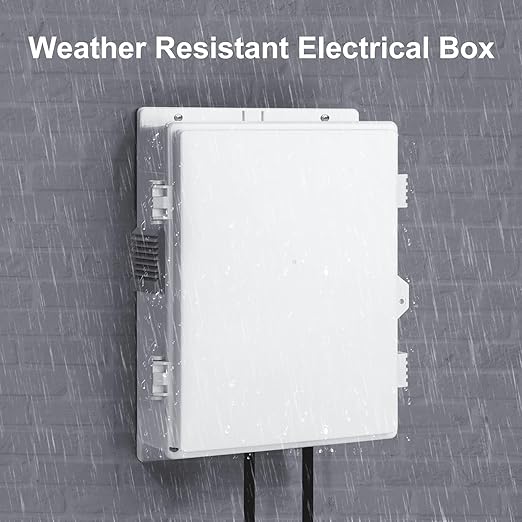 Namunanee Outdoor Electrical Junction Box, ABS Water Resistant Enclosure with Internal Mounting Panel & Hinged Cover (13" H* 9.2" L* 3.7" W)