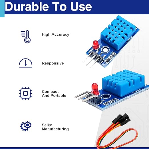 3 Set Digital Temperature and Humidity Sensor Modules, Compatible with DHT11, 3.3V–5V Sensors for Arduino with Dupont Wires