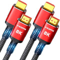 Snowkids 10K 8K HDMI 2.1 Cable 10FT 2-Pack, 48Gbps Ultra High Speed HDMI by Snowkids