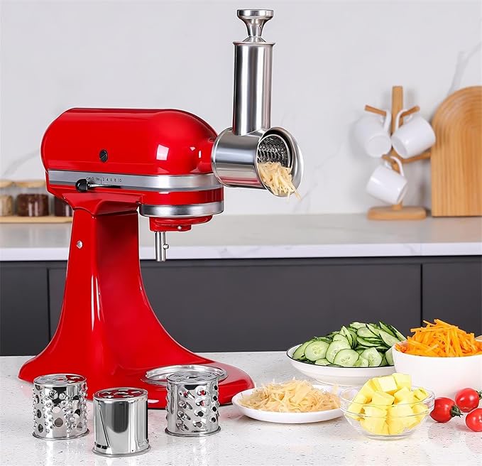 Stainless Steel Slicer Shredder Attachment for KitchenAid Mixer, Cheese Grater Attachment, Food Slicer for KitchenAid Mixer, Accessories for Kitchen aid