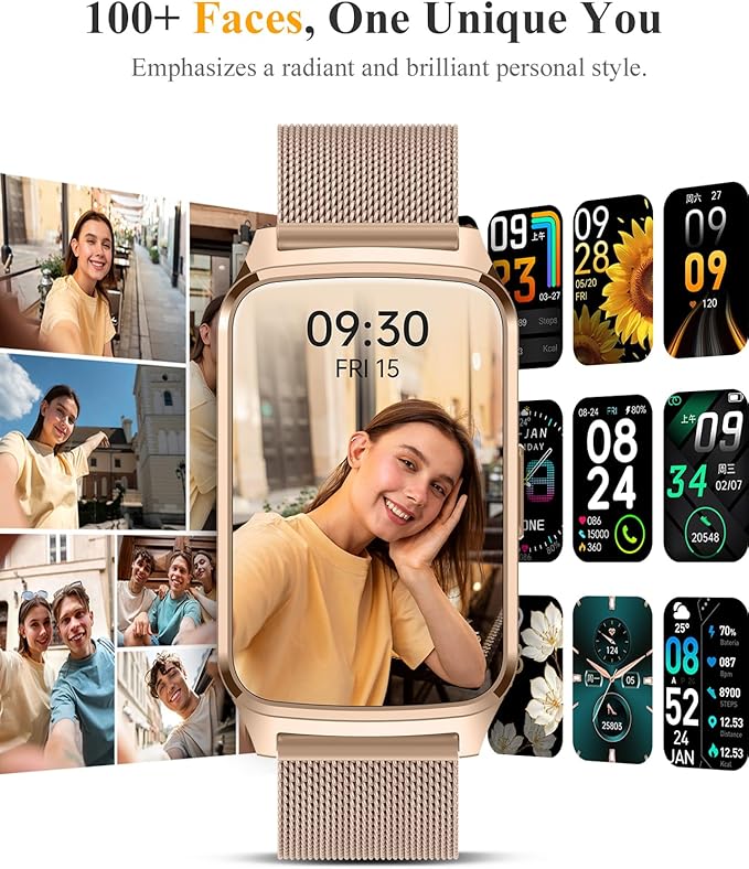 ChronArk Fitness Tracker Watch for Women Men, Step Counter Compatible with iPhone Android, IP68 Waterproof Activity Tracker with Sleep Monitor, 110+ Sports Pedometer (Minimalist, Duskgold, 1.57)