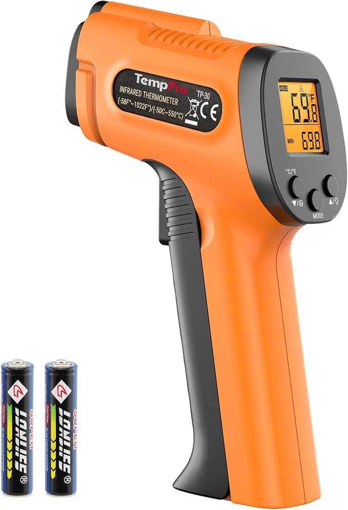 TempPro TP30 Infrared Thermometer Gun, Laser Thermometer by TempPro