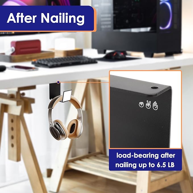VKheroKV HC128 Headphone Holder Hanger for Desk, Include Adhesive Strips, Universal Headset Stand for PS4/PS5/Xbox/PC/Mac/Headphones Game Controller Hanger (Triangle)