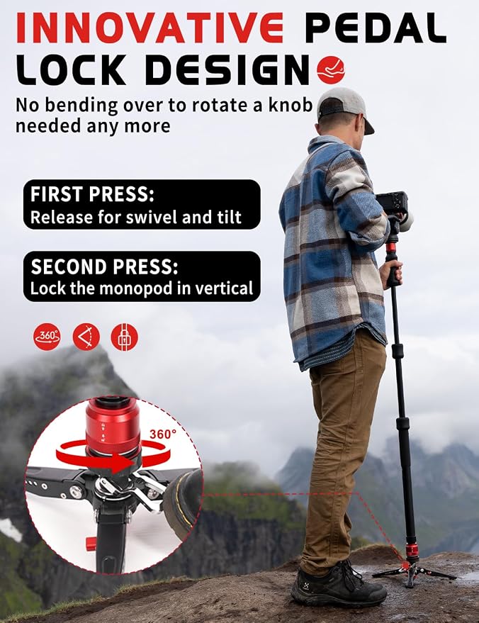IFOOTAGE Monopod Cobra 3 Strike A150S, 1/4'' & 3/8'' Quick Release Compatible - Image 4