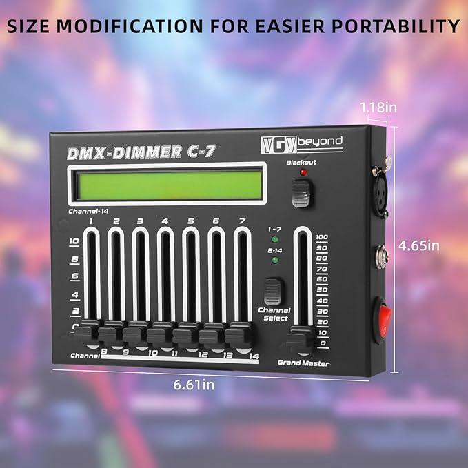 Ygybeyond DMX-C7Controller,14Channel, DMX512, Controller, Stage Lighting Equipment & Accessorie For Dj, Ktv, Large Concert, DMX Light Controller (14 channel DMX-C7)