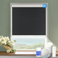 COOLWINDS Motorized Blinds with Remote Cordless Automatic Motorized Shades Custom Blinds for Windows Smart Curtains Compatible with Alexa Google Home(Blackout Jacquard Black,W70 x H72in)