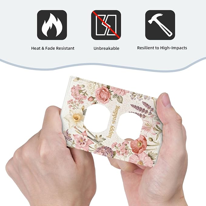 Bvtewkhz Floral Plant Watercolor Flowers Duplex Outlet Decorative Outlet Covers Light Switch Plate Electrical Receptacle Switchplate For Bathroom Kitchen Bedroom