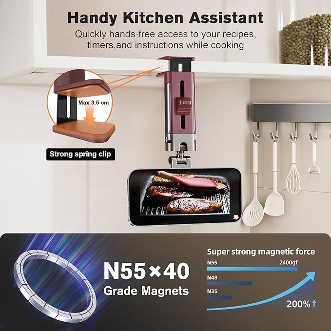 for MagSafe Airplane Phone Holder Mount Travel Essentials for Plane,N55*40 Pro Magnetic Phone Stand for Desk Tray Table 360° Swivel travel gifts for Women Men Airplane Gadgets Cruise Must Haves Red