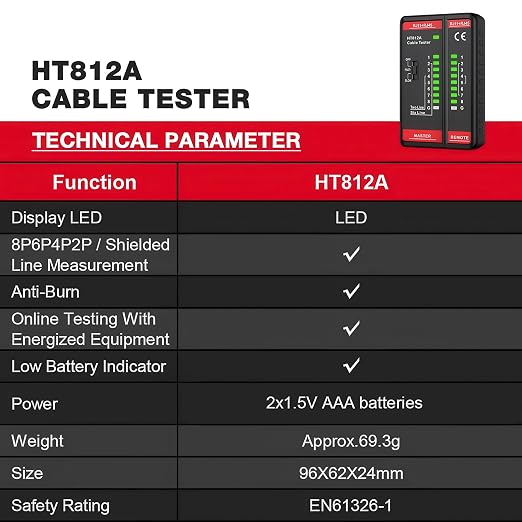 Network Cable Tester with RJ45 RJ11 Port, Ethernet Cable Tester, Ethernet - Image 8