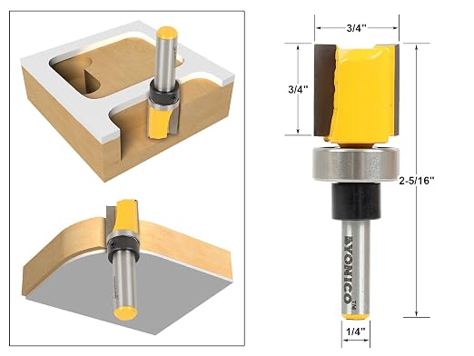 YONICO Flush Trim Router Bit Set 4 Bit 3/4-Inch Diameter 1/4-Inch Shank 14425q - Image 4