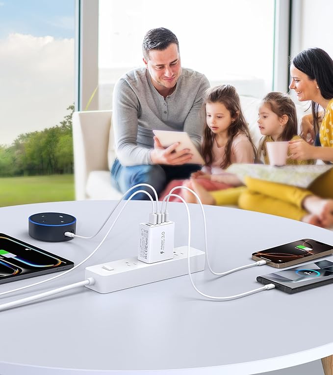 [2-Pack] USB C Wall Charger, 60W USB C Charger Block 5-Port PD Fast Charging Blocks + QC Power Adapter Brick Cube Multiport USB A Plug,Type C Cube for iPhone 17/16/15/14/13/12/Pro,Samsung,for Switch