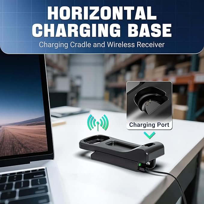 Tera 1D 2D QR Barcode Scanner with Adjustable Folding Stand and Charging Cradle, Wall Mountable 2.4G Wireless & USB 2.0 Wired QR Bar Code Reader with Vibration Alert Model D5100-Fold