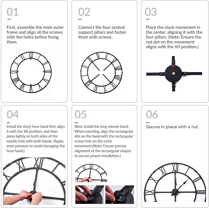 Ohweog Large Wall Clock for Living Room Decor – 48 Inch Silent Non-Ticking Modern Farmhouse Wall Clock, Oversized Decorative Metal Roman Numeral Clock, Bronze