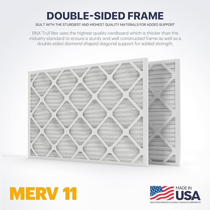 BNX TruFilter 14x30x1 Air Filter MERV 11 (4-Pack) - MADE IN USA - Allergen Defense Electrostatic Pleated Air Conditioner HVAC AC Furnace Filters for Allergies, Dust, Pet, Smoke, Allergy MPR 1200 FPR 7