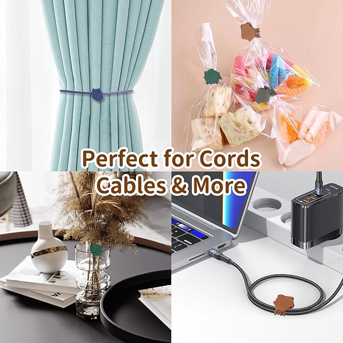 SOLIDATOR Fun Squirrel Magnetic Cable Ties – 24 Pack, Reusable Silicone Cord Organizers for Home & Office, Strong Magnetic Hold, Assorted Colors, Ideal for Cable Management, Novelty Gift