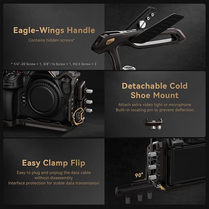 SmallRig Night Eagle Z8 Camera Cage Kit for Nikon Z 8, Aluminum Alloy Full Camera Cage, with Quick Release Plate for Arca-Swiss and Cold Shoe Mount for Microphone and Light - 4317