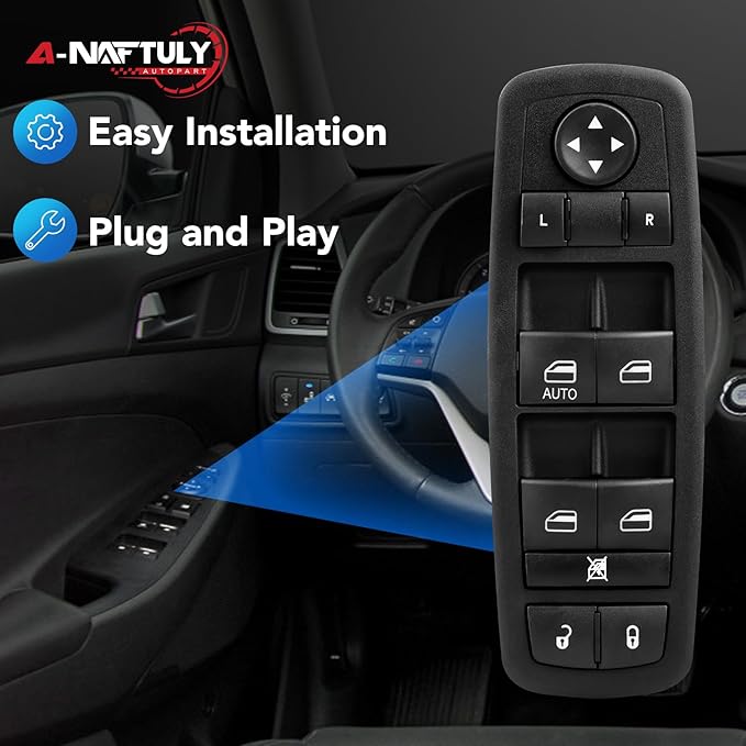 A-NAFTULY Driver Side Master Power Window Switch Replacement fits for Jeep Liberty 2008 2009 2010 2011 2012, Dodge Nitro 2008-2012, Dodge Journey 2009-2010, Window Control Switch, 4602632AG, 4602632AH