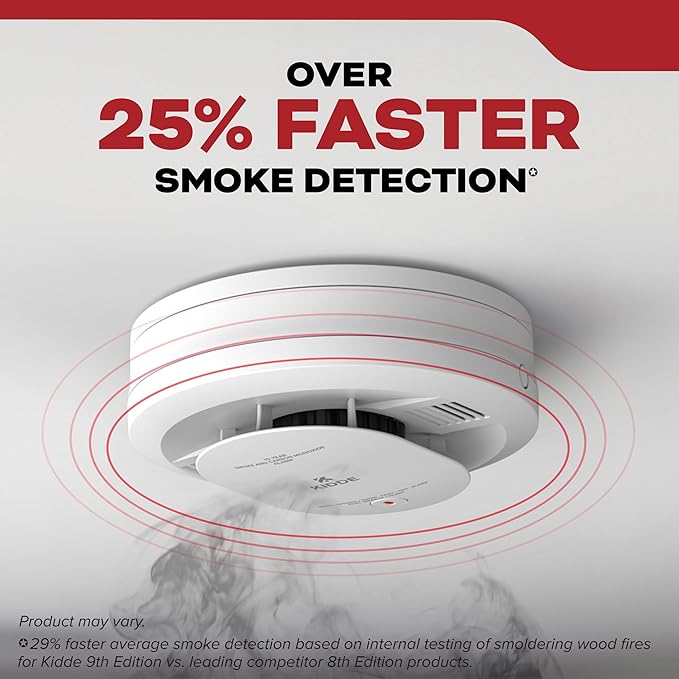 Kidde Smoke Detector for Home, 10-Year Battery Powered, Voice Alerts, LED Light Notifications, 3-Pack