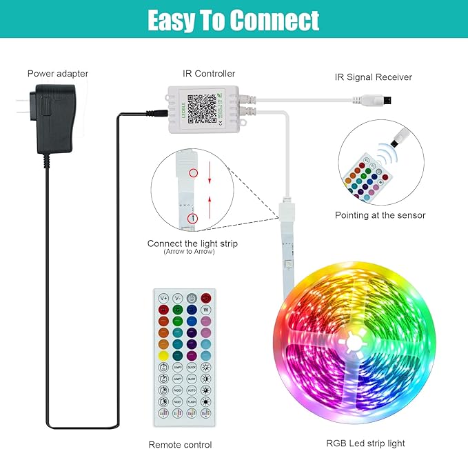 KEELIXIN LED Lights Music Sync RGB LED Strip Lights with APP & Remote Control