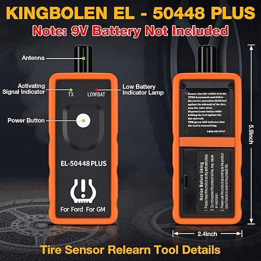 KINGBOLEN EL-50448 Plus TPMS Relearn Tool for Ford for GM Automotive Tire Pressure Monitor Sensor 315/433 MHz Reset Tool, 2 in 1 Relearn Tool for F150 for Lincoln for Buick for Cadillac Vehicle