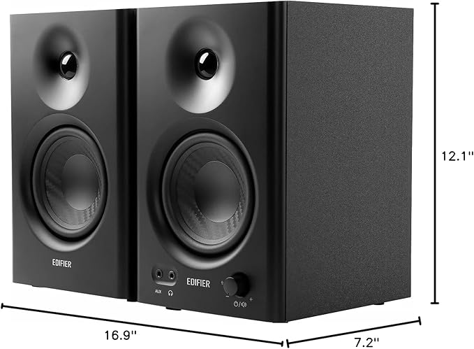 Edifier MR4 Powered Studio Monitor Speakers, 4" Active Near-Field Reference Speaker - Black (Pair)