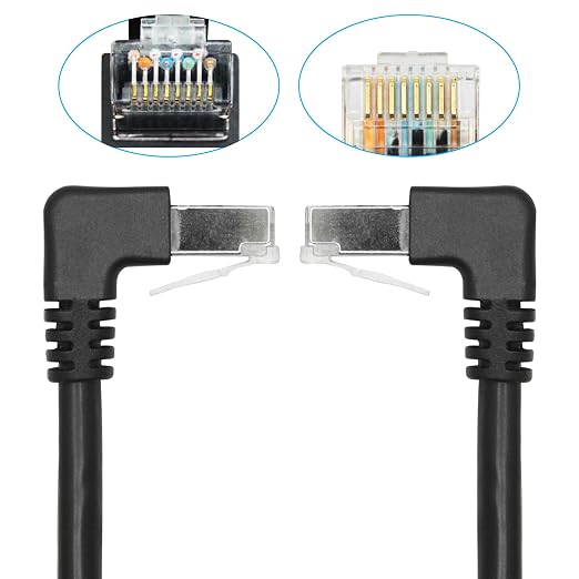 2Pcs 90 Degree Cat6 Ethernet Extension Cable 1FT, Down Angle RJ45 Male to - Image 5