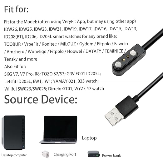 Charger Compatible with VeryFitPro, and YAMAY Smartwatches Including Models - Image 6