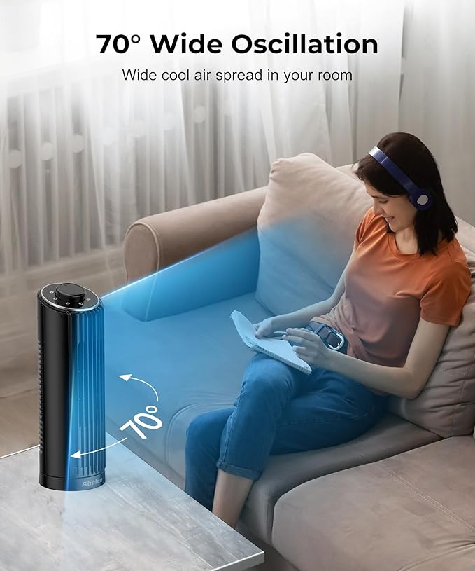 Abolee Tower Fan for Bedroom (black, Medium)