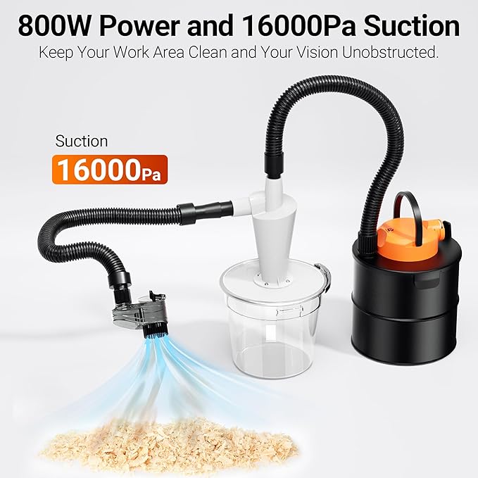 Supports 300W Spindle/500W Spindle Motor CNC Machines CNC Vacuum Cleaner with Dust Boot and Secondary Separation Bucket CNC Router Milling Machine Dust Collector