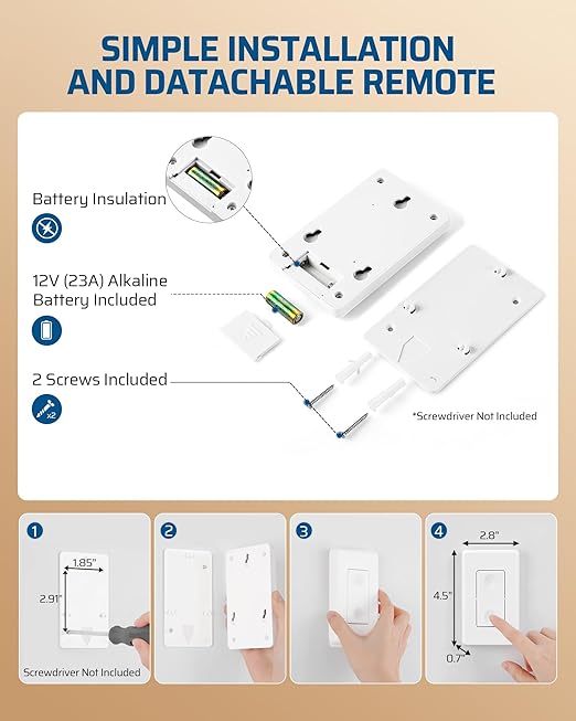DEWENWILS Wireless Remote Wall Switch and Outlet, No Wiring, On Off Power Plug, Expandable Remote Control Outlet Light Switch, 100Ft RF Range