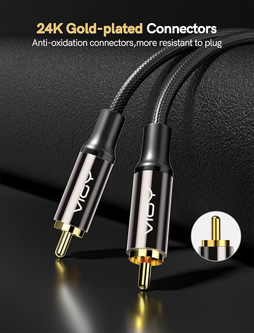 VIOY Coaxial Digital Audio Cable (30 FT), Subwoofer Cable RCA Male to Male HiFi 5.1 SPDIF Stereo Coaxial Audio Cable for Home Theater, HDTV, Amplifier Speaker Soundbar
