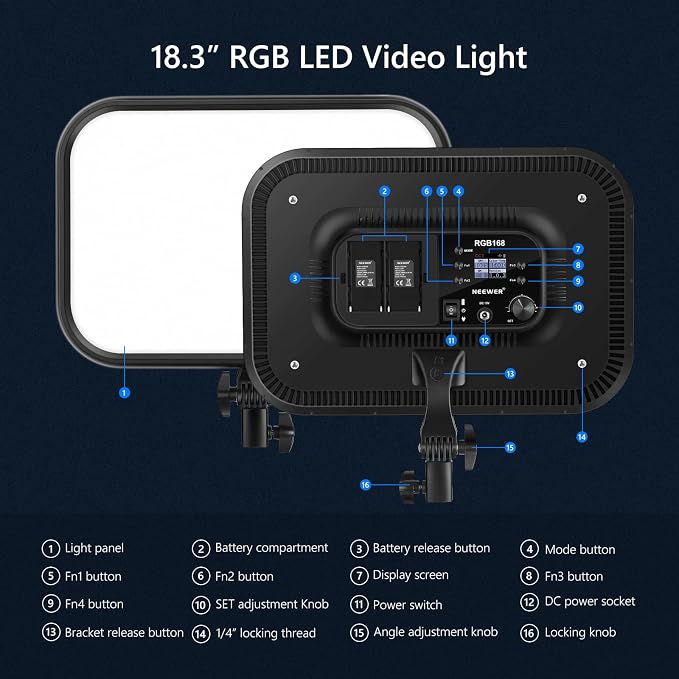 NEEWER 18.3" RGB LED Video Light Panel - Image 8